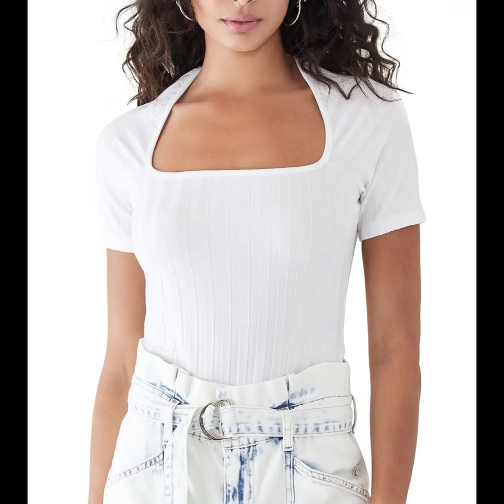 Jonathan Simkhai Milo Compact Rib Square Neck Thong Bodysuit